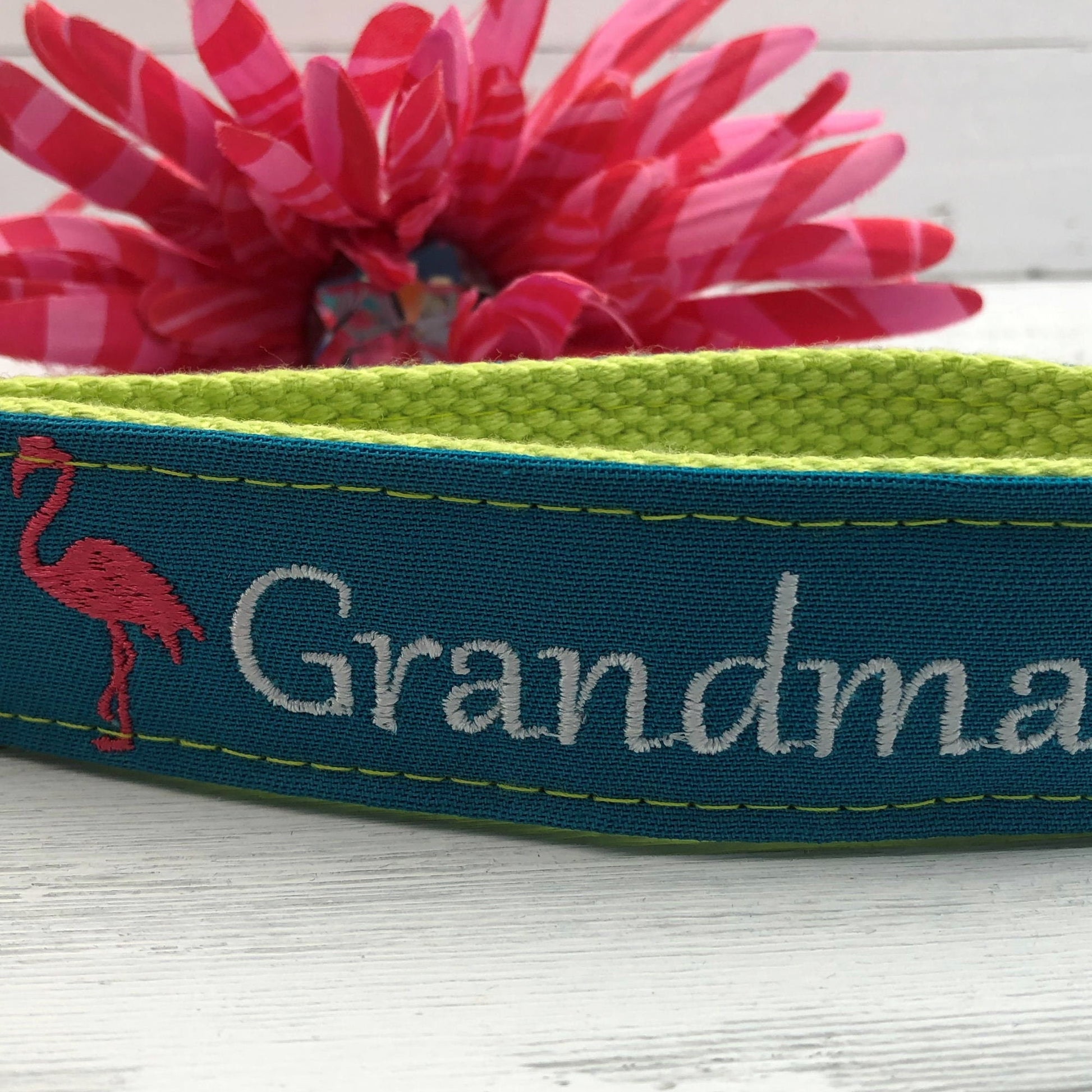 Grandma Keychain, Grandma Gift, Grandma Birthday Gift, Embroidered Keychain, Grandma Key chain, Embroidered key fob, flamingo key chain