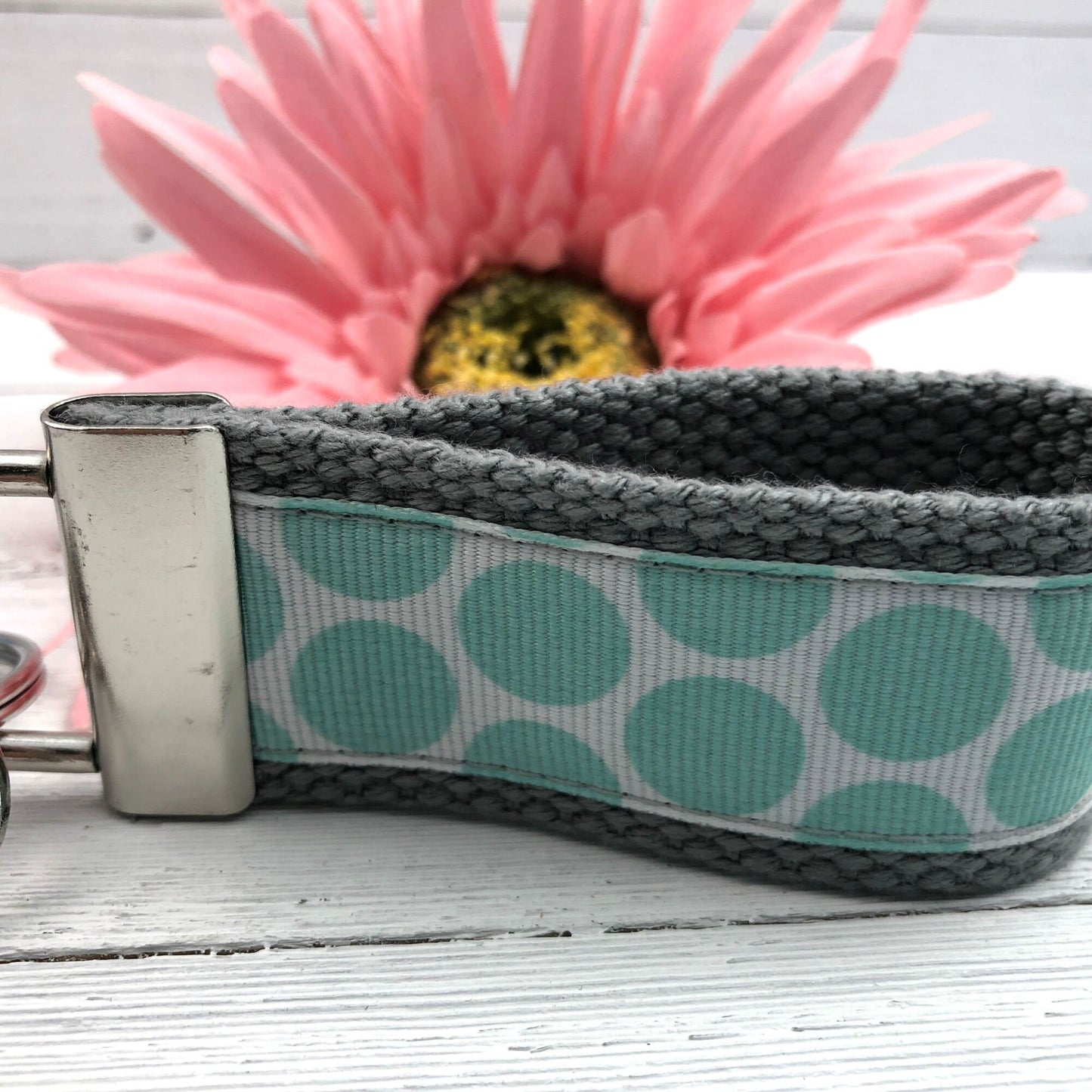 Mini Keychain FOB | Keychain for Women | Purse Mini Keychain | Aqua Keychain | Backpack Keychain | Gift for her | Polka Dot Key fob