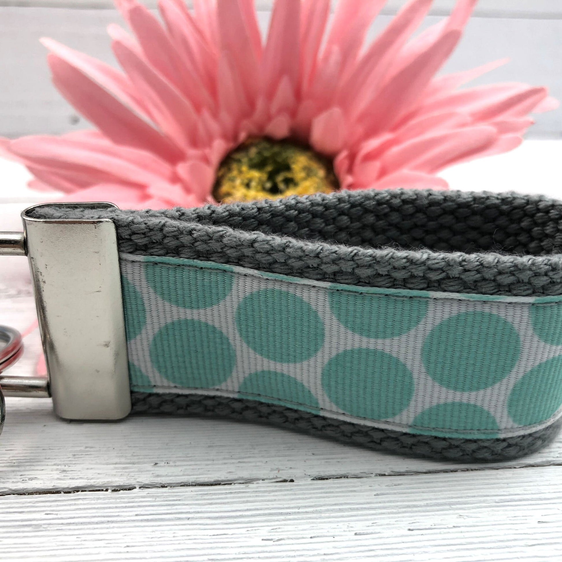 Mini Keychain FOB | Keychain for Women | Purse Mini Keychain | Aqua Keychain | Backpack Keychain | Gift for her | Polka Dot Key fob