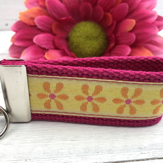 Mini Keychain FOB | Mini Key Fob | Keychain for Women | Purse Mini Keychain | Backpack Keychain | Gift for her | Floral Keychain | Yellow