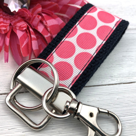 Mini Keychain FOB | Keychain for Women | Purse Mini Keychain | Pink Keychain | Backpack Keychain | Gift for her | Polka Dot Key fob
