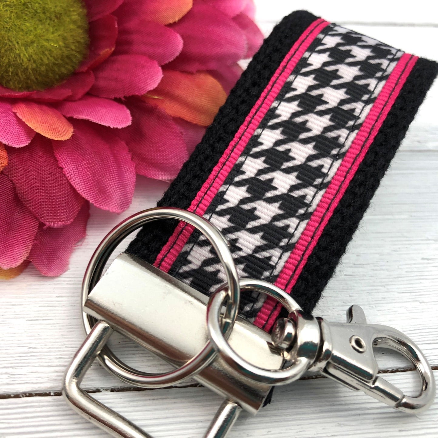Mini Keychain FOB | Mini Key Fob | Keychain for Women | Purse Mini Keychain | Backpack Keychain | Gift for her | Houndstooth Keychain