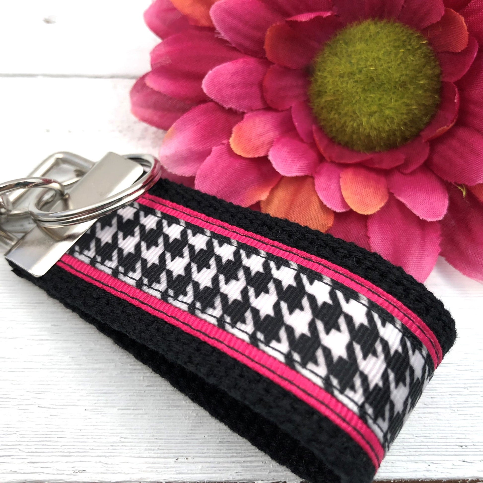 Mini Keychain FOB | Mini Key Fob | Keychain for Women | Purse Mini Keychain | Backpack Keychain | Gift for her | Houndstooth Keychain