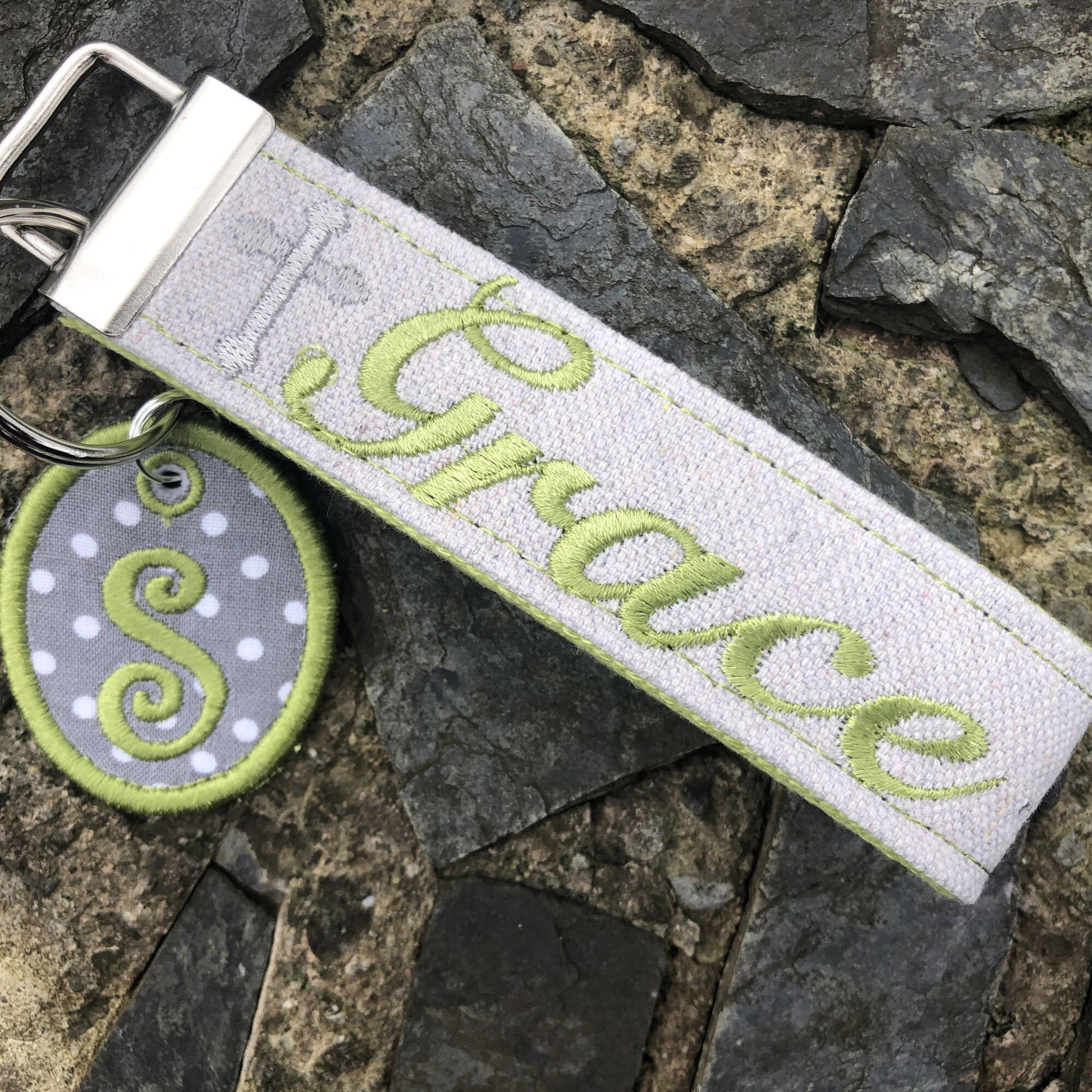 Grace Wristlet Keychain, Wrist Keychain for Her, Key fob Wristlet, Keychain Wristlet, Bracelet Keychain, Inspirational Keychain, Monogram