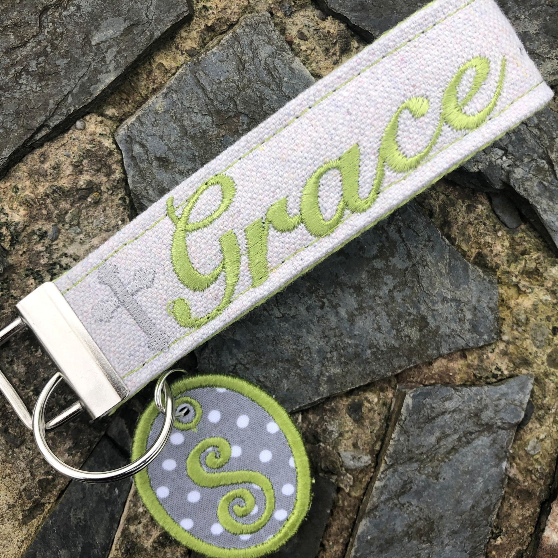 Grace Wristlet Keychain, Wrist Keychain for Her, Key fob Wristlet, Keychain Wristlet, Bracelet Keychain, Inspirational Keychain, Monogram