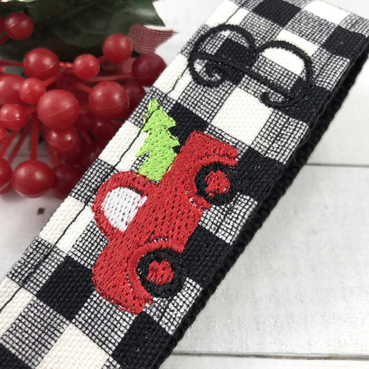 Monogrammed Keychain with Tree in Vintage Pickup Truck, Initial Keychain Teacher Gift Ideas, Good luck Gifts