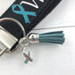 Cancer Warrior Embroidered Keychain Key Fob Tassel Charm