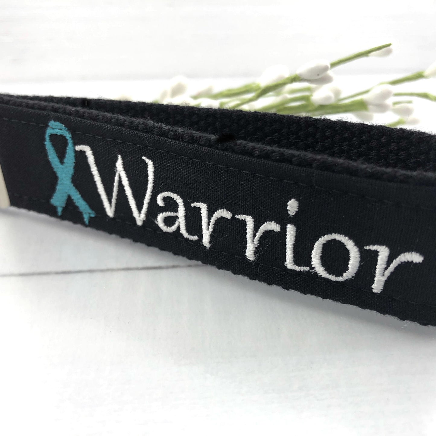 Cancer Warrior Embroidered Keychain Key Fob Tassel Charm