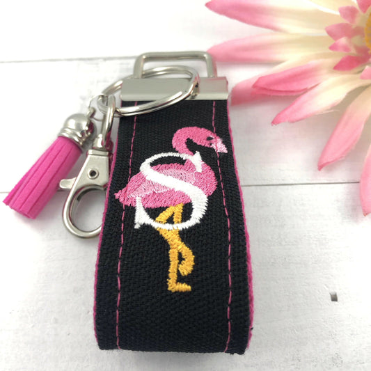 Pink Flamingo Keychain, Flamingo Gifts, Flamingo Gift, Mini Keychain FOB, Keychain for Women, Purse Mini Keychain, Monogrammed Keychain