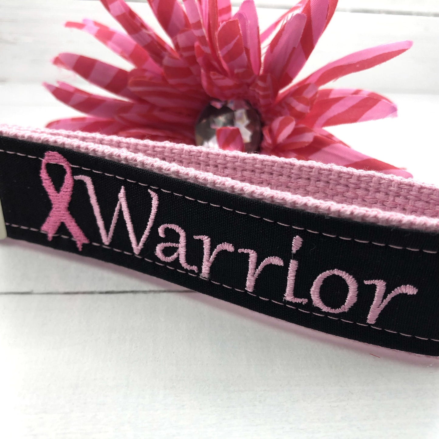 Cancer Warrior Embroidered Keychain Key Fob Tassel Charm