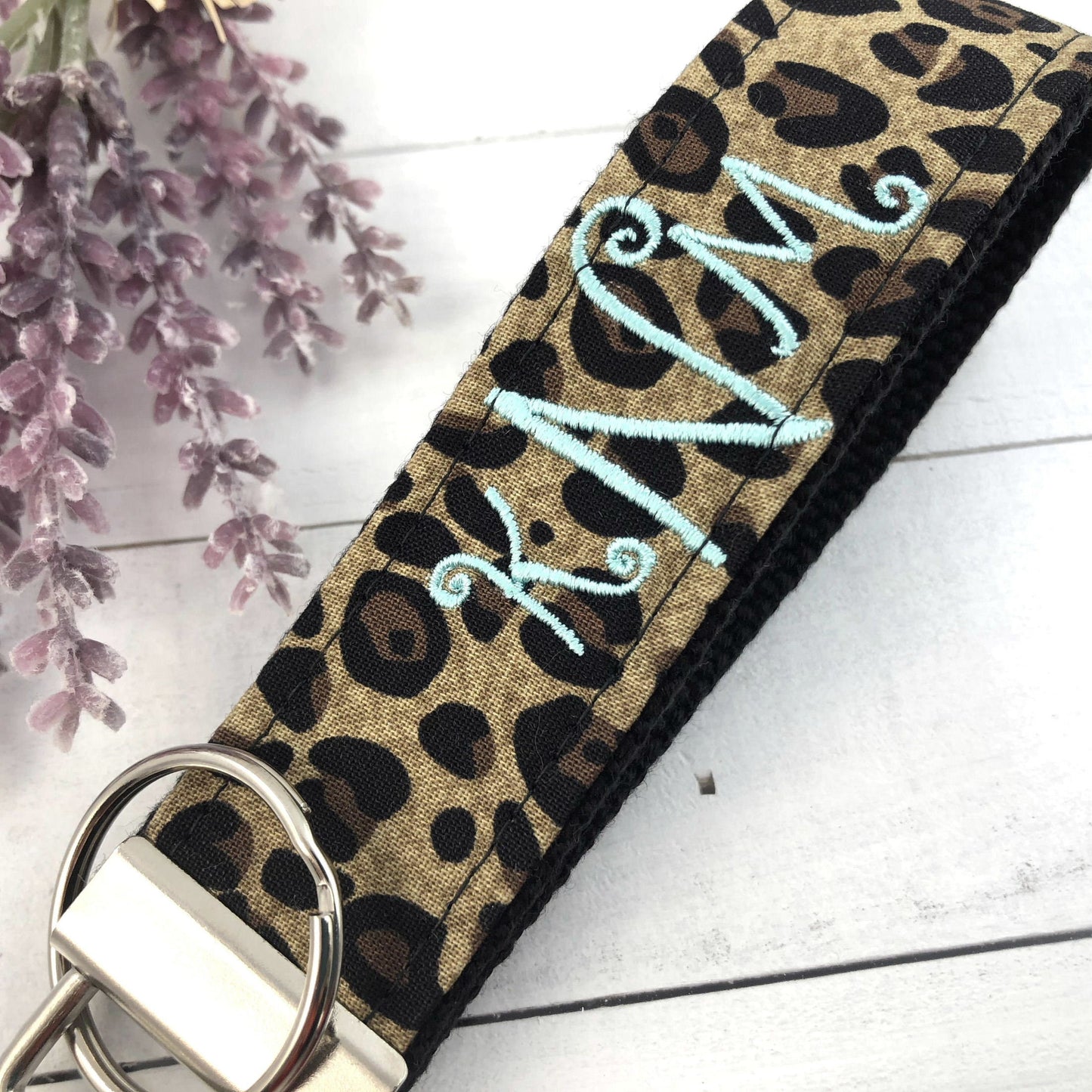 Initial Keychain In Leopard | Embroidered Keychain | Popular Right Now | College Student Gift | Bridesmaid Gift | Best Friend Gifts