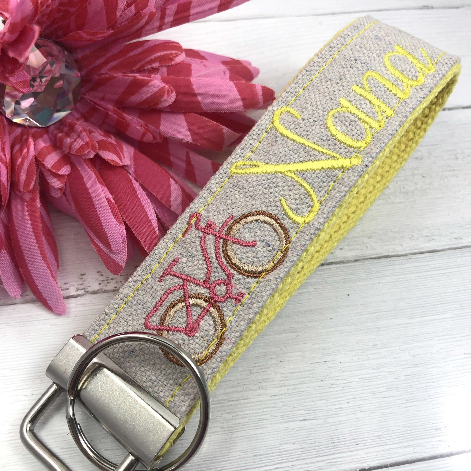 Nana Keychain | Nana Gift | Nana Birthday Gift | Embroidered Keychain | Nana Key chain | Embroidered key fob | Bicycle