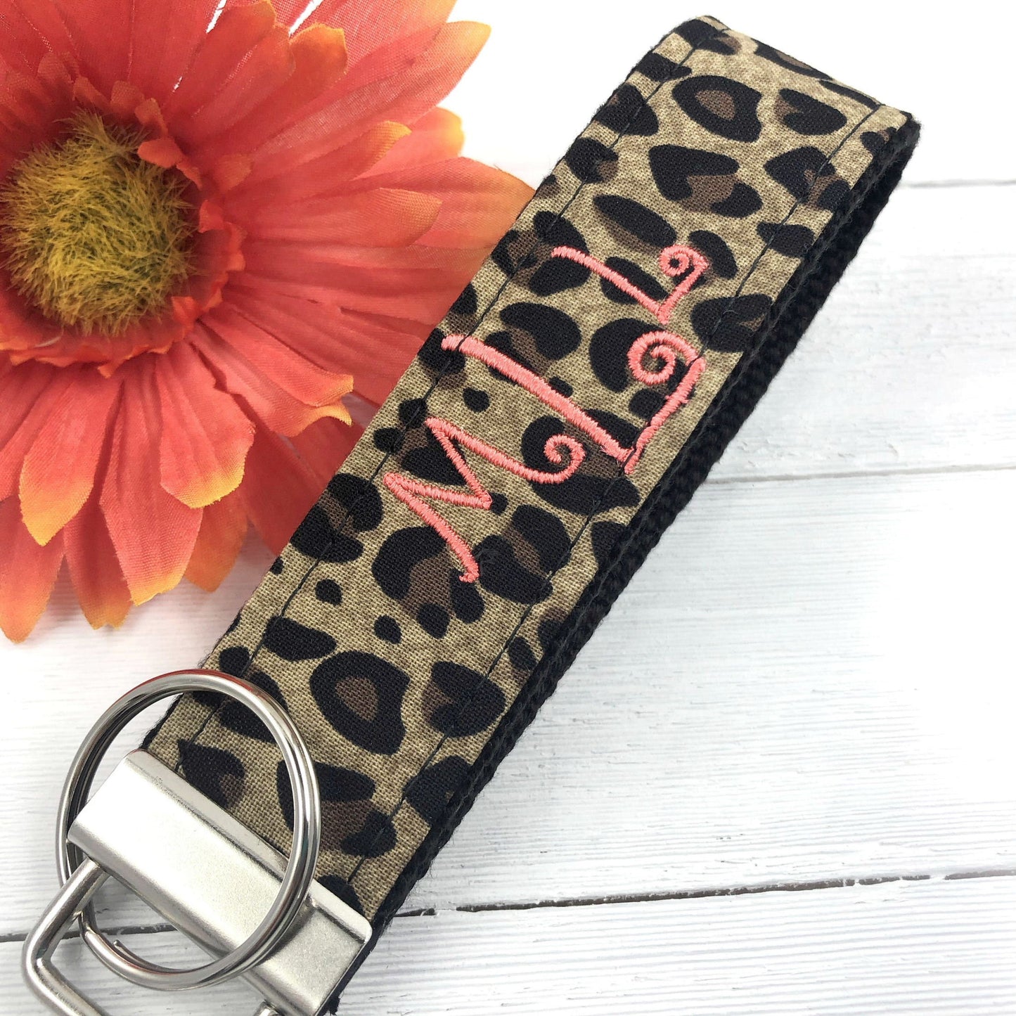 Initial Keychain In Leopard | Embroidered Keychain | Popular Right Now | College Student Gift | Bridesmaid Gift | Best Friend Gifts