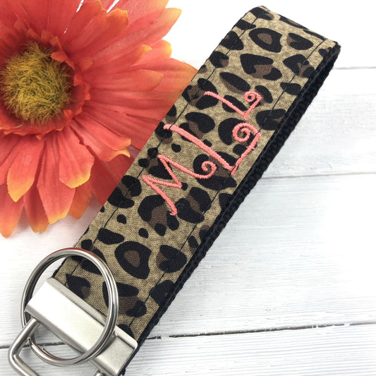 Initial Keychain In Leopard | Embroidered Keychain | Popular Right Now | College Student Gift | Bridesmaid Gift | Best Friend Gifts