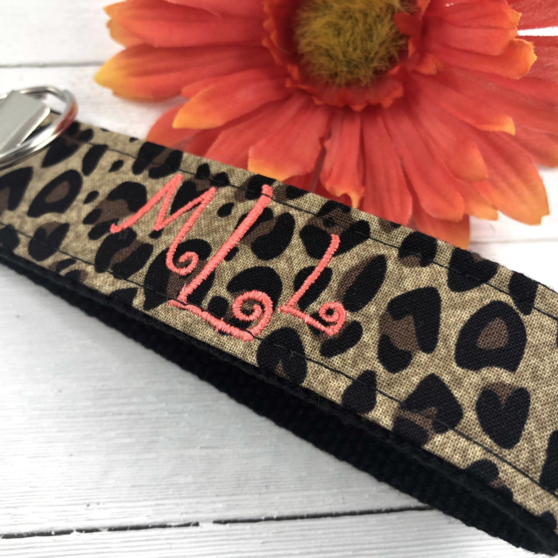 Initial Keychain In Leopard | Embroidered Keychain | Popular Right Now | College Student Gift | Bridesmaid Gift | Best Friend Gifts