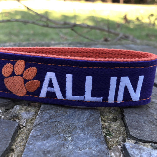 Clemson Wristlet Keychain, Approved Crafter License Holder, Wrist Keychain for Her, Key fob Wristlet, Keychain Wristlet, Clemson Tigers