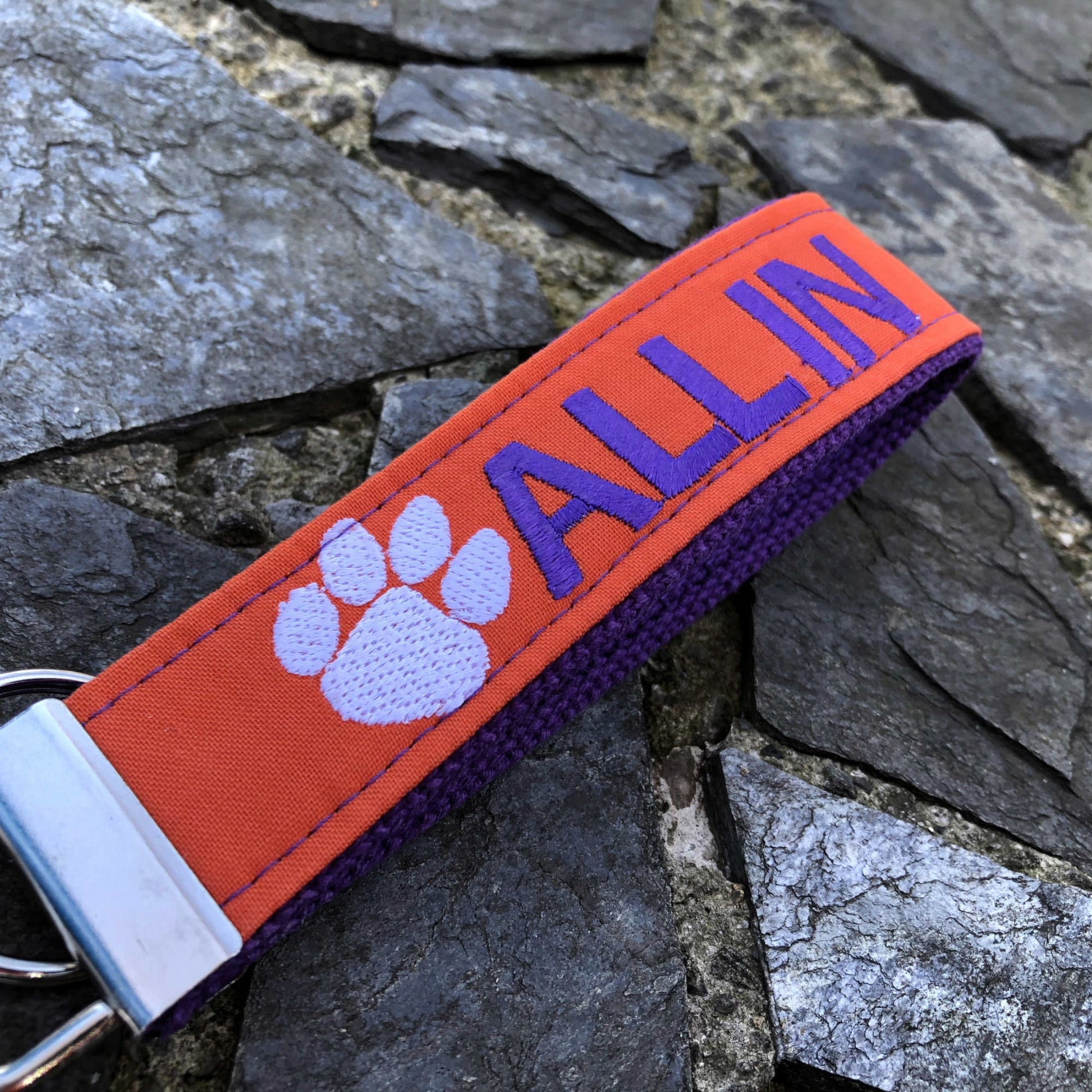 Clemson Wristlet Keychain, Approved Crafter License Holder, Wrist Keychain for Her, Key fob Wristlet, Keychain Wristlet, Clemson Tigers