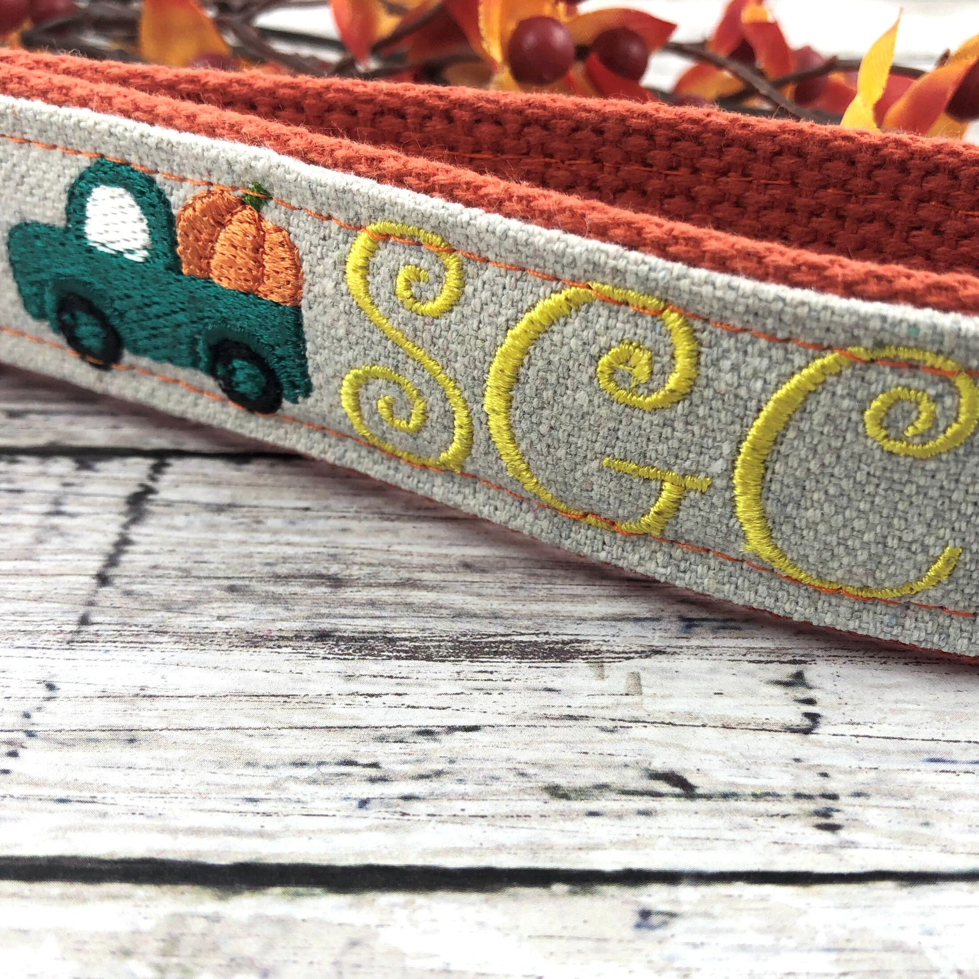 Handmade Autumn Personalized Keychain, Pumpkin, Fall, Personalized Gift, Monogram, Popular Right Now, Canvas