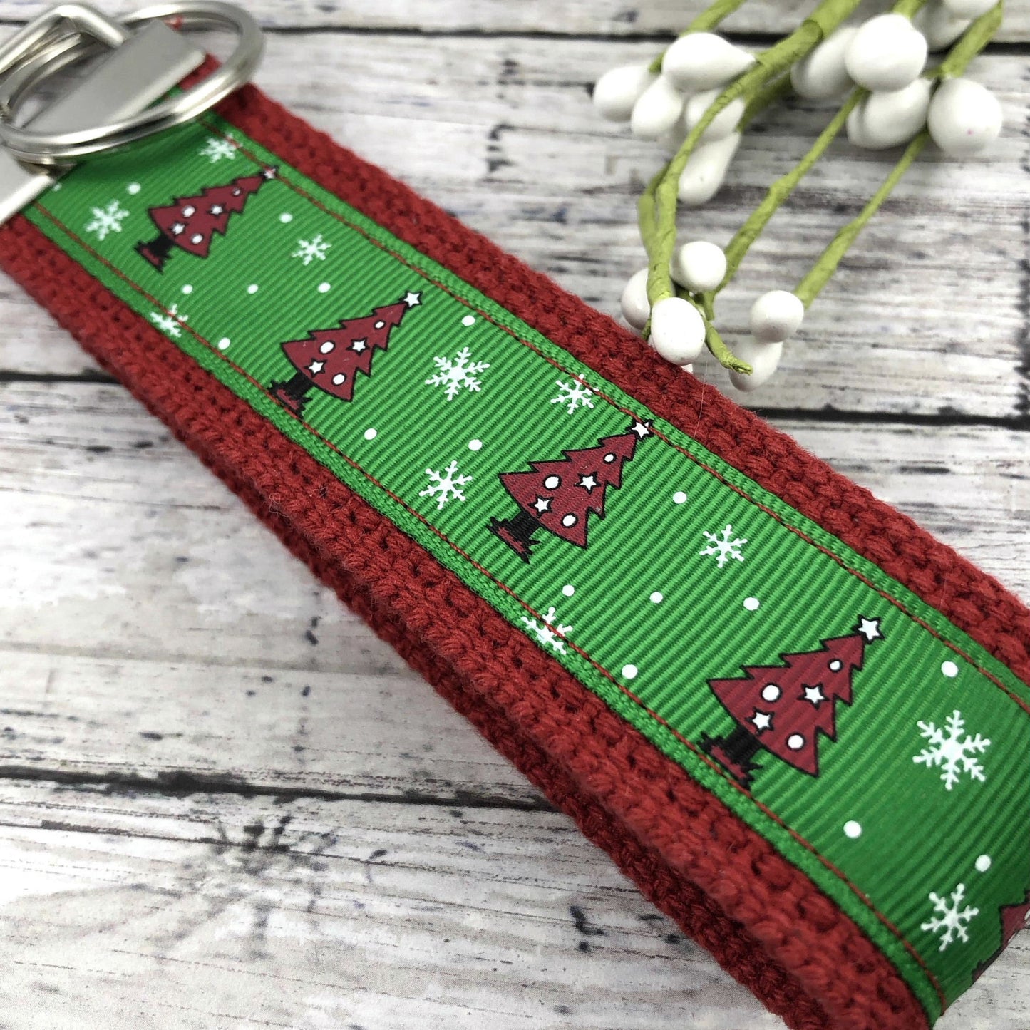 Handmade Christmas Keychain Wristlet, Christmas Tree, Christmas Trees, Popular Right Now, Ribbon Keychain, Teacher Gifts