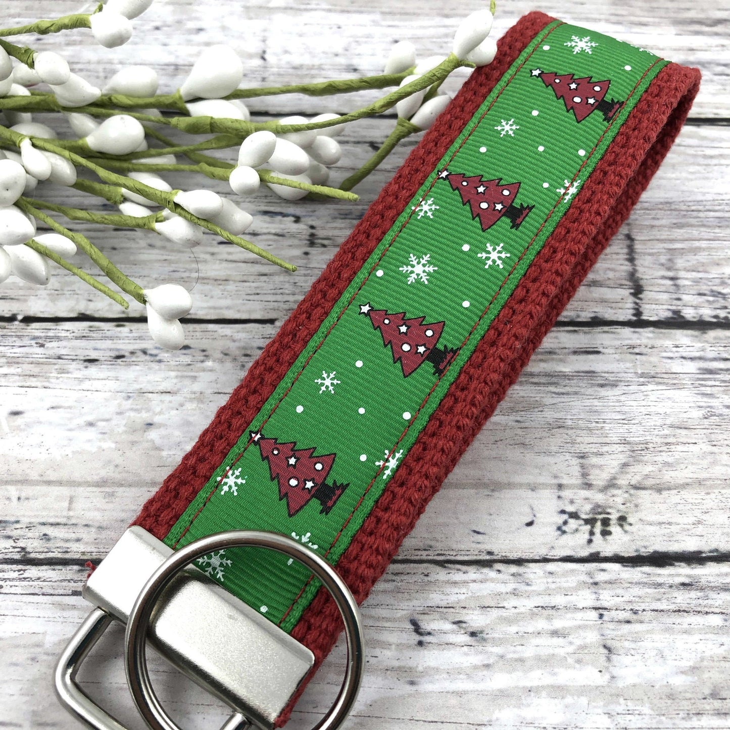 Handmade Christmas Keychain Wristlet, Christmas Tree, Christmas Trees, Popular Right Now, Ribbon Keychain, Teacher Gifts