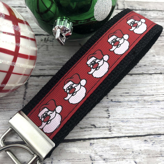 Handmade Christmas Keychain Wristlet, Santa, Popular Right Now, Ribbon Keychain, Teacher Gifts, Best Friend Gifts