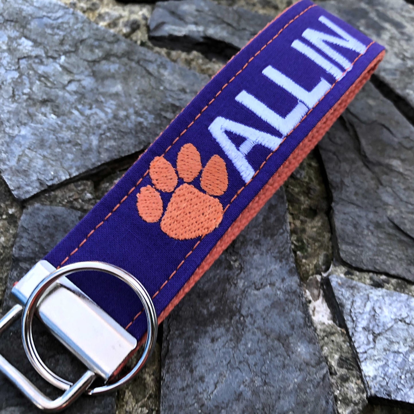 Clemson Wristlet Keychain, Approved Crafter License Holder, Wrist Keychain for Her, Key fob Wristlet, Keychain Wristlet, Clemson Tigers