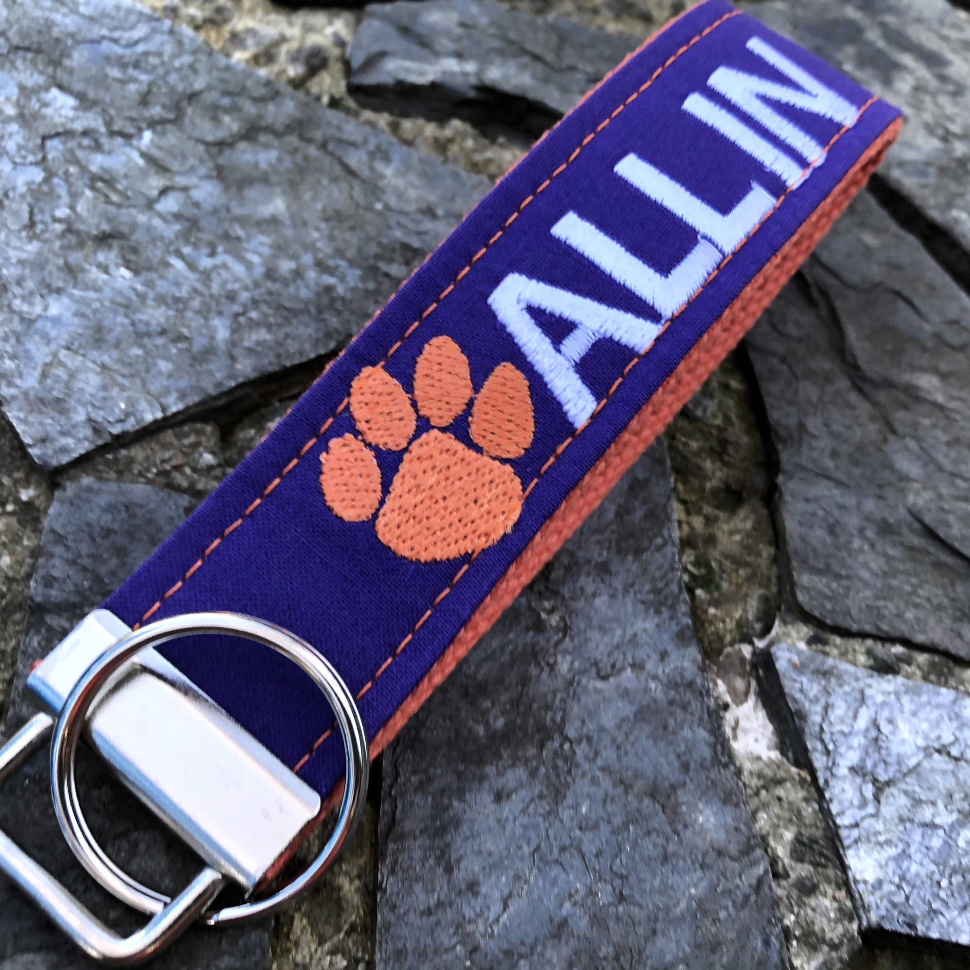 Clemson Wristlet Keychain, Approved Crafter License Holder, Wrist Keychain for Her, Key fob Wristlet, Keychain Wristlet, Clemson Tigers