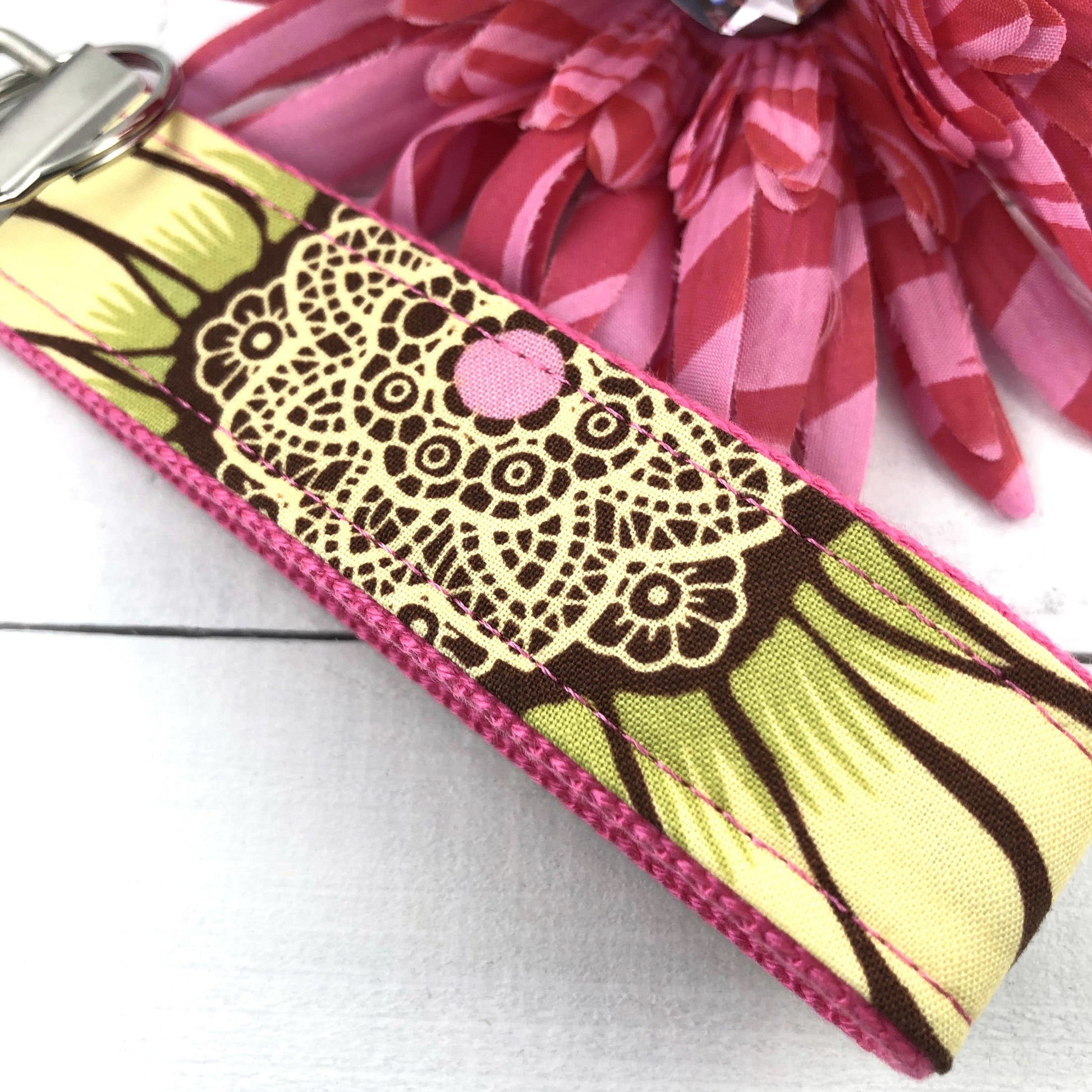 Handmade Floral Wristlet Keychain, Amy Butler Floral Fabric, College Graduation Gift for her, Good luck gifts