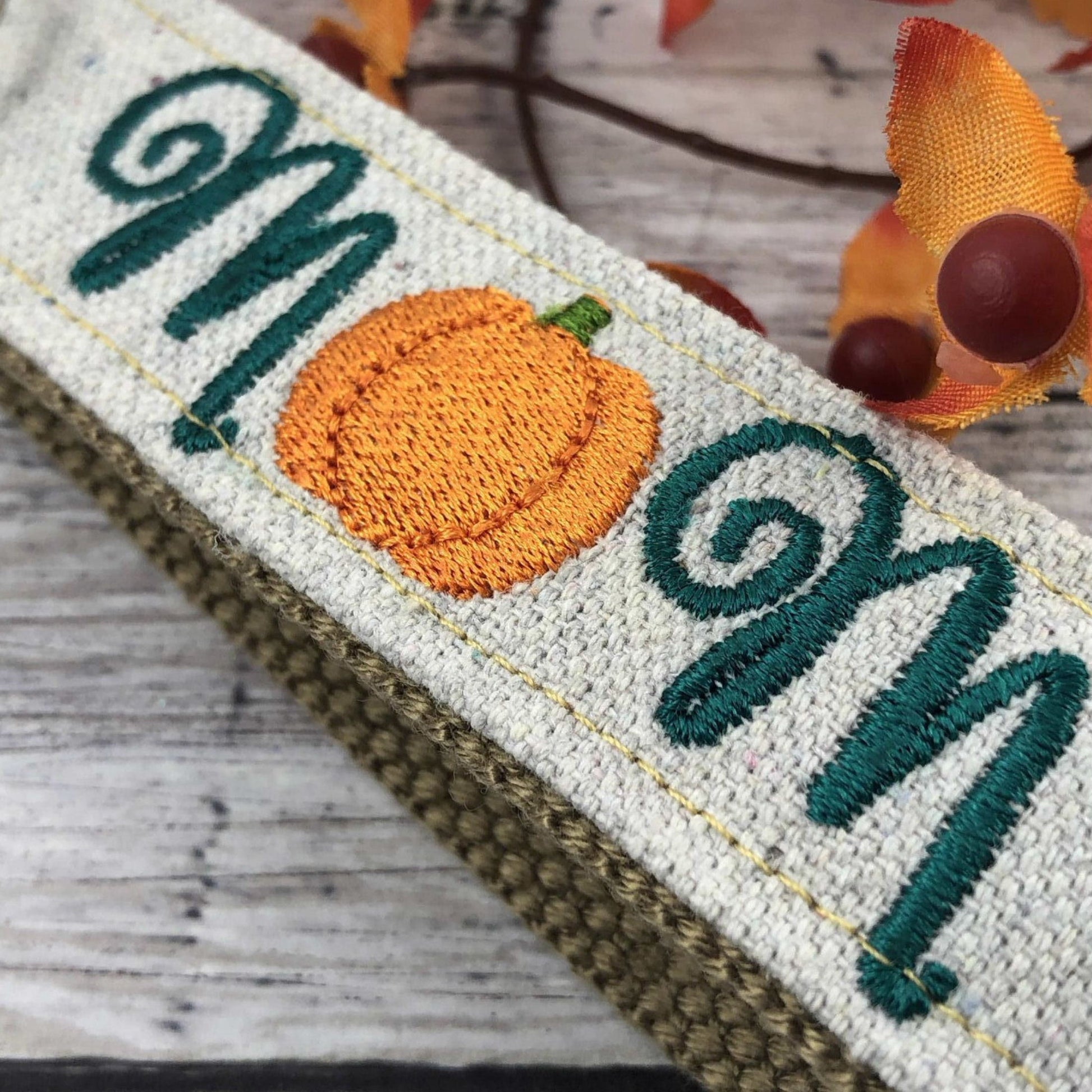 Handmade Autumn Keychain Wristlet, Pumpkin, Embroidered, Mom Birthday Gift, Fall, Expecting Mom Gift, Popular Right Now