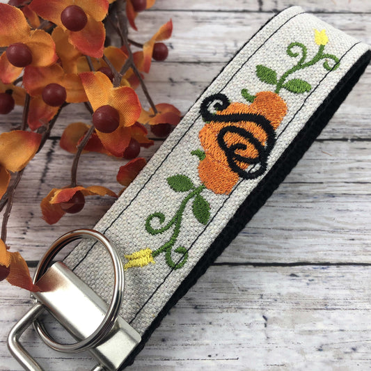 Handmade Autumn Personalized Keychain, Pumpkin, Fall, Personalized Gift, Monogram, Popular Right Now, Canvas