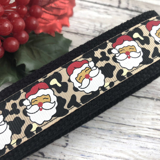 Handmade Christmas Keychain Wristlet, Santa, Leopard, Popular Right Now, Ribbon Keychain, Teacher Gifts