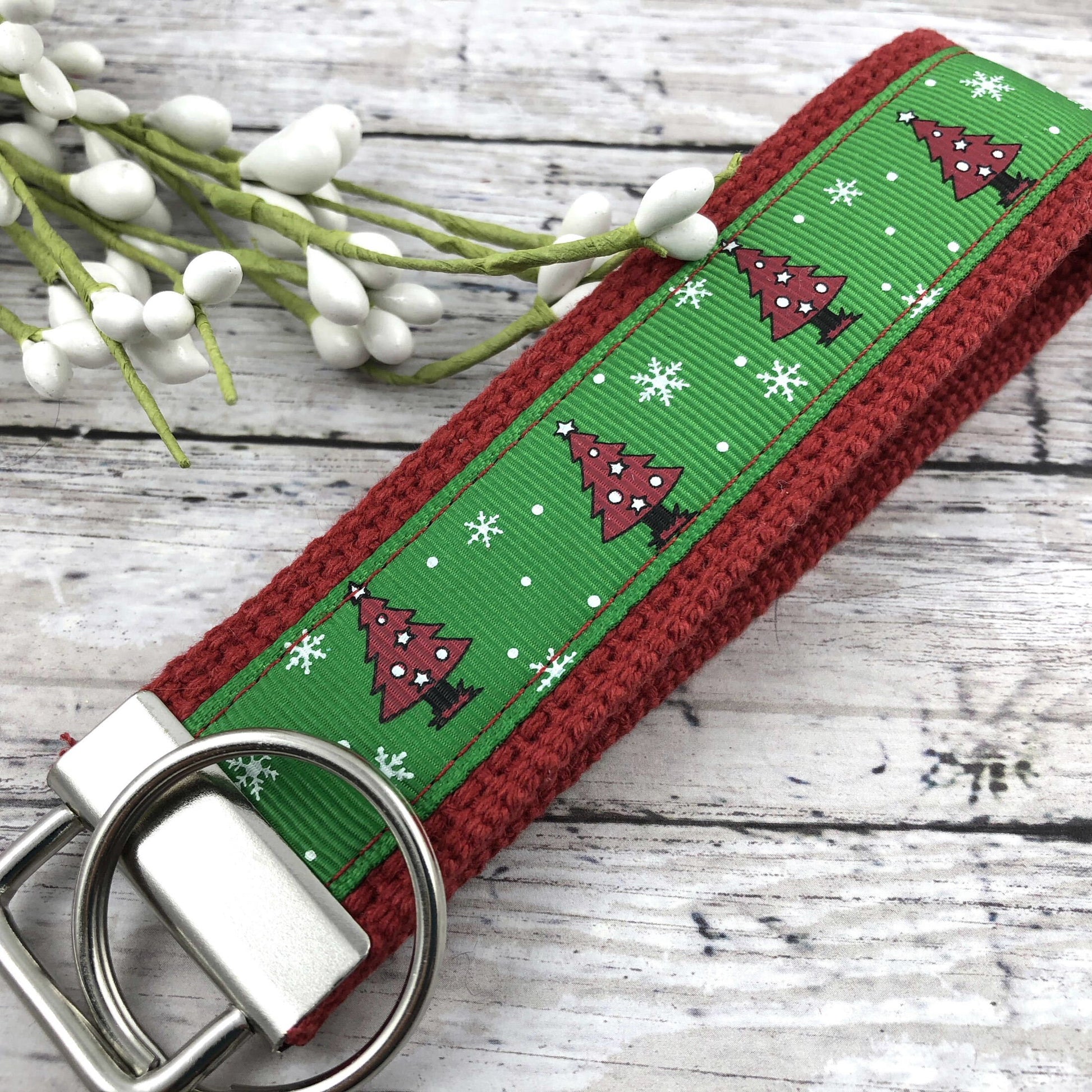 Handmade Christmas Keychain Wristlet, Christmas Tree, Christmas Trees, Popular Right Now, Ribbon Keychain, Teacher Gifts