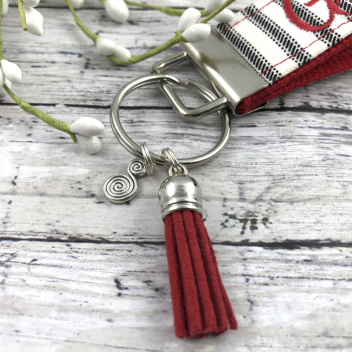 Grateful Embroidered Keychain Key Fob Tassel Charm