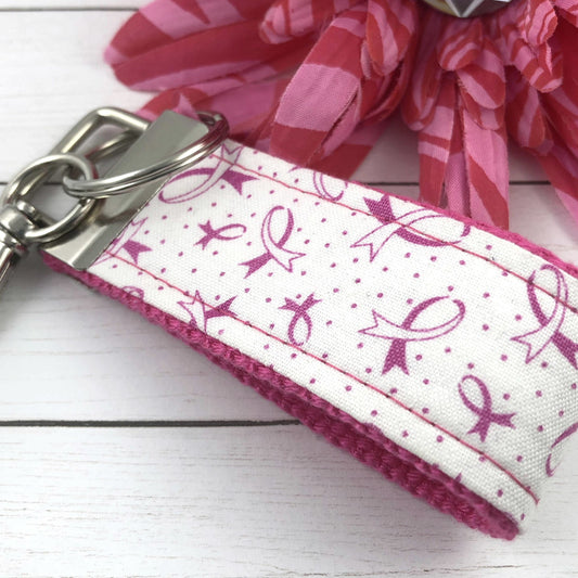 Mini Keyfob FOB Keychain for Women Ideal as a Purse Keychain or Backpack Keychain, Cancer Awareness
