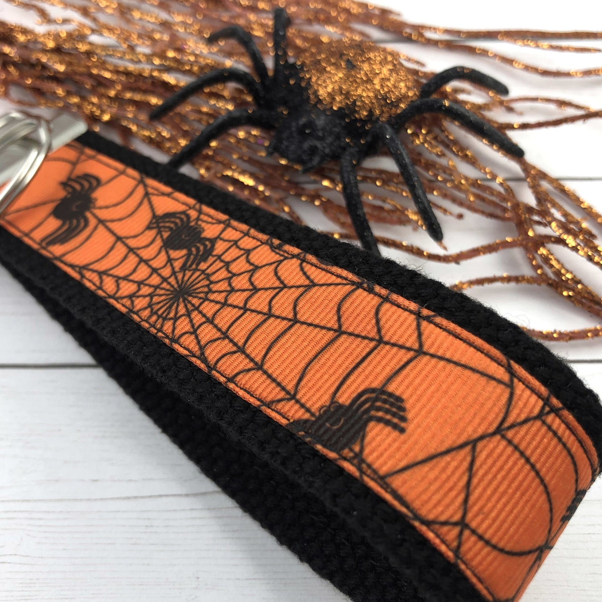 Handmade Halloween Keychain Wristlet, Keychains for Women, Best Friend Gift, Wristlet Keychain, Popular Right Now, Spider