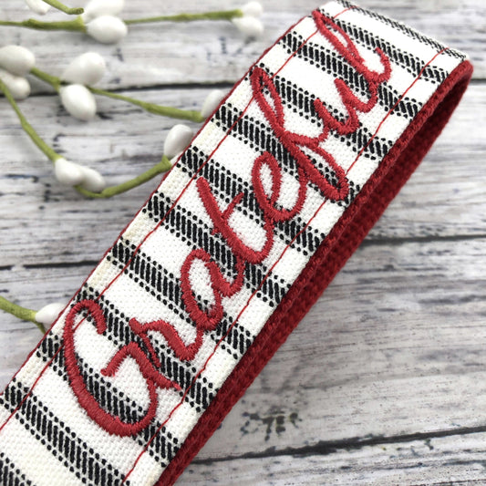 Grateful Embroidered Keychain Key Fob Tassel Charm
