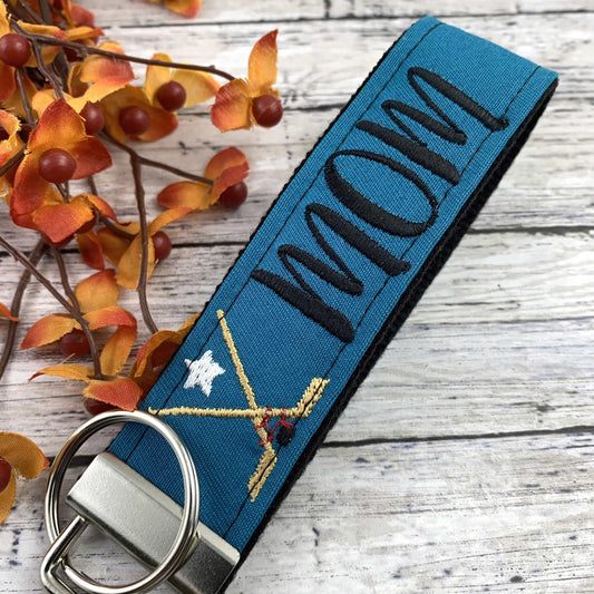 Handmade Hockey Mom Keychain Wristlet, Popular Right Now, Embroidered Keychain, Hockey Gifts, Mom Stocking Stuffer