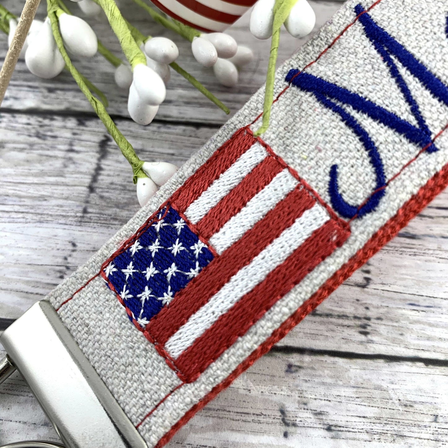 Handmade American Flag Keychain Wristlet, Popular Right Now, Embroidered Keychain, Army Mom, Mom Gifts, Marine Mom