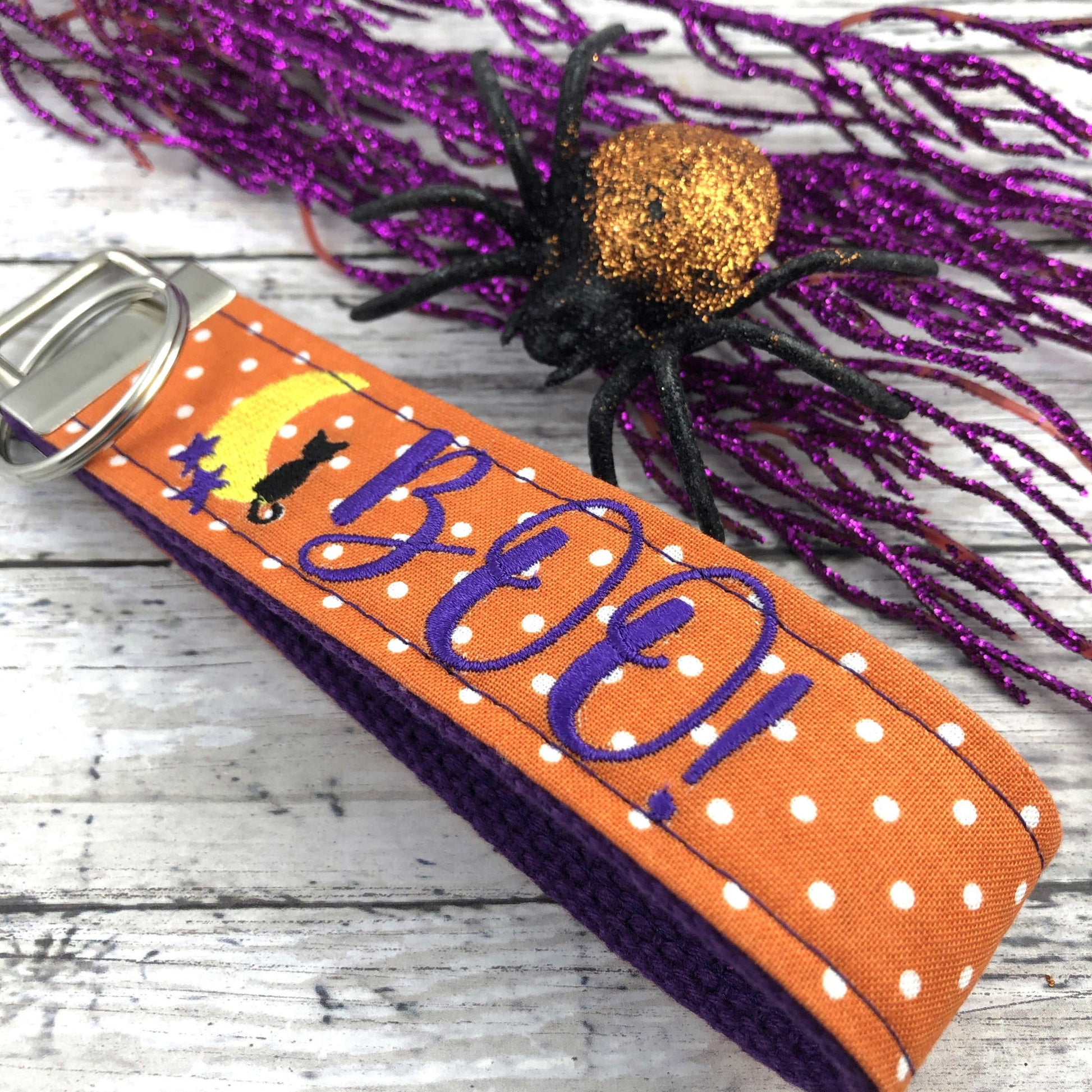 Handmade Halloween Keychain, Black Cat, Embroidered, Halloween Gift, Popular Right Now, Best friend Gifts, Black Cats, Boo