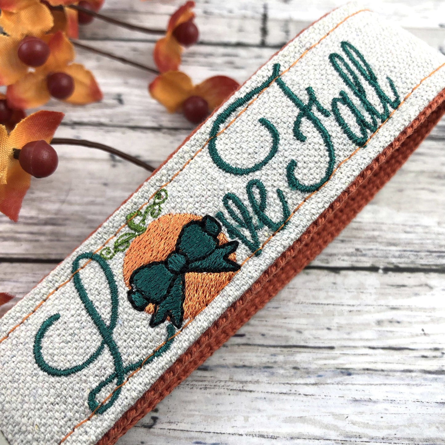 Handmade Autumn Keychain Wristlet, Pumpkin, Fall, Personalized Gift, Popular Right Now, Canvas, Autumn Gifts, Fall Gifts