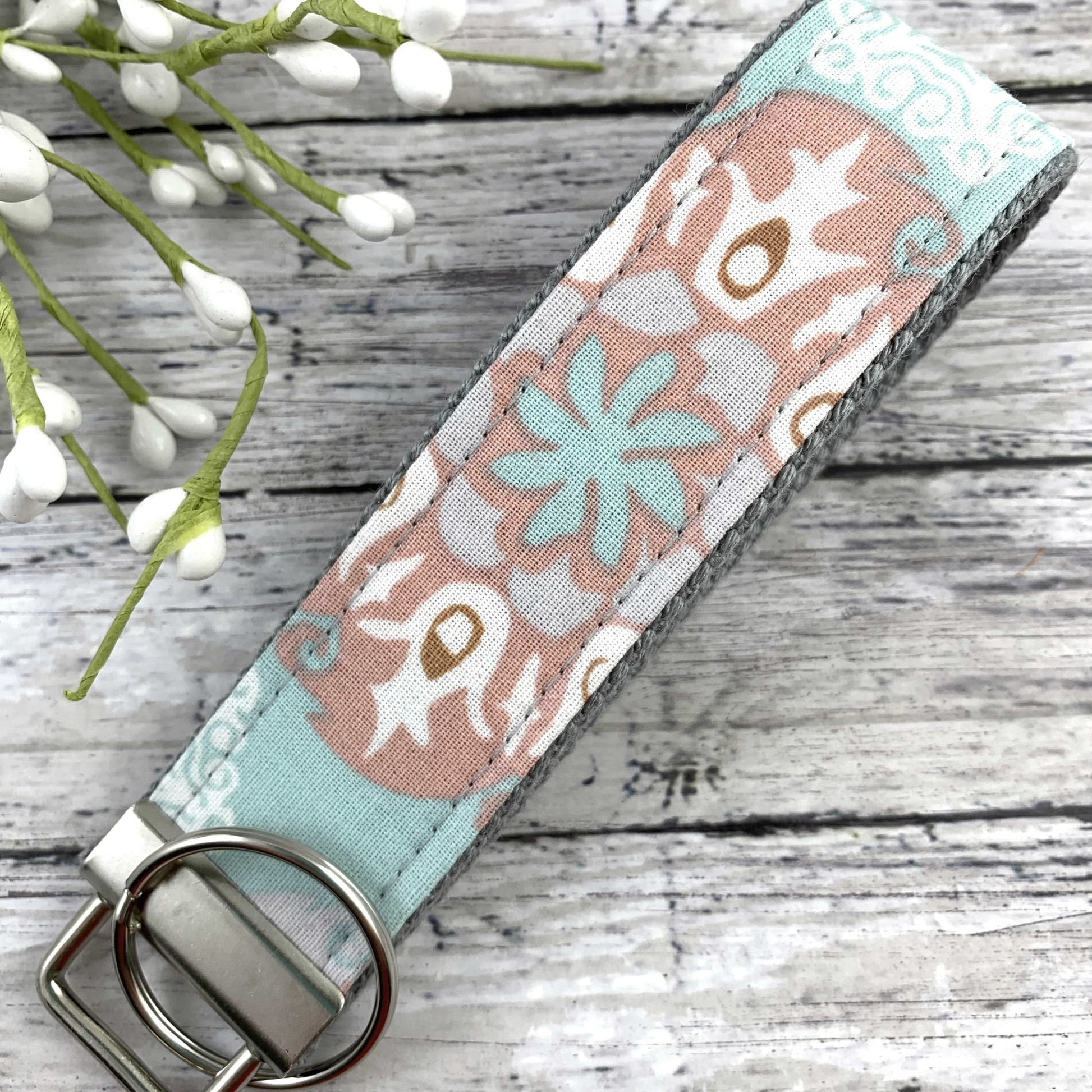Handmade Floral Fabric Keychain Wristlet, College Graduation Gift for her, Popular Right Now, Expecting Mom Gift
