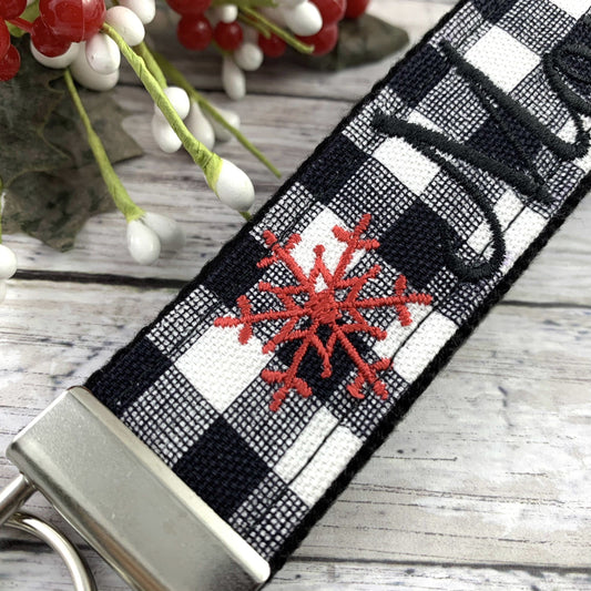 Handmade Snowflake Keychain Wristlet | Mom Gift | Mom Birthday Gift | Expecting Mom Gift | Popular Right Now | New Mom Gift | Snowflakes