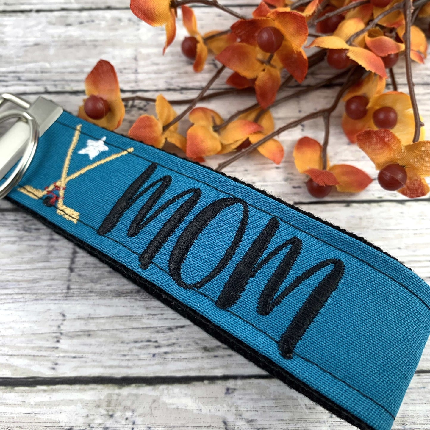Handmade Hockey Mom Keychain Wristlet, Popular Right Now, Embroidered Keychain, Hockey Gifts, Mom Stocking Stuffer
