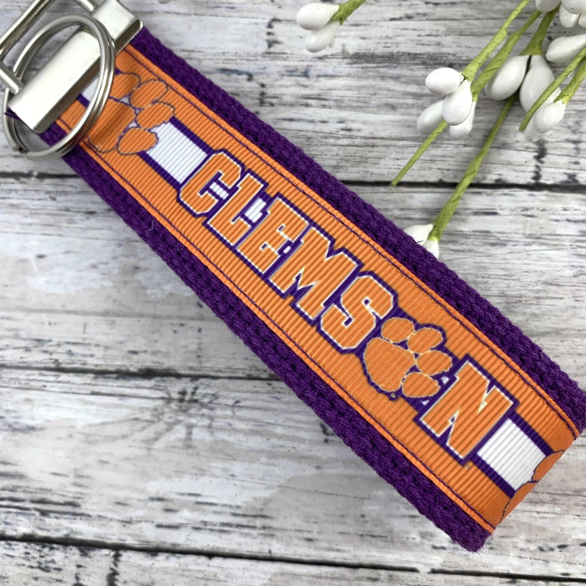 Clemson Keychain Wristlet Keychain Key Fob, Approved Crafter License Holder