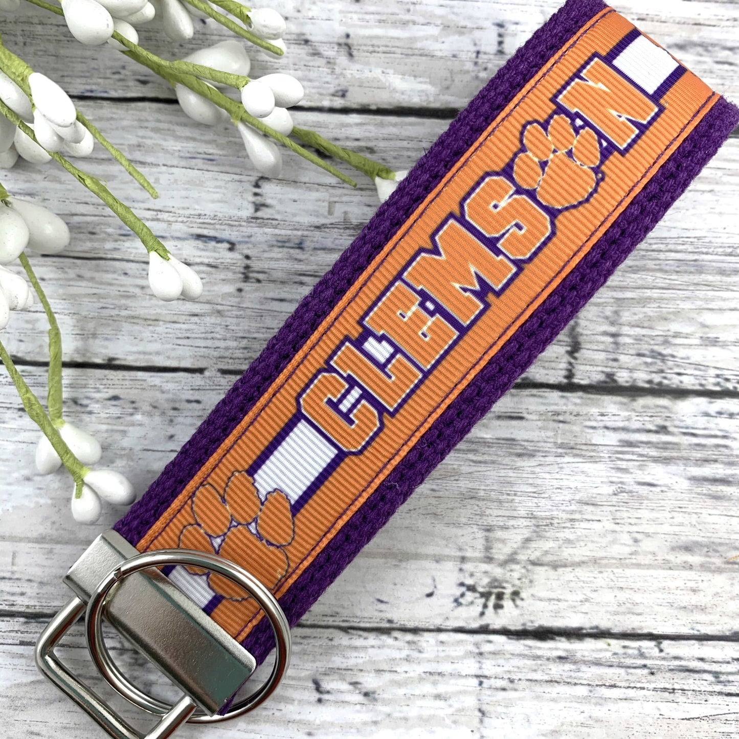 Clemson Keychain Wristlet Keychain Key Fob, Approved Crafter License Holder