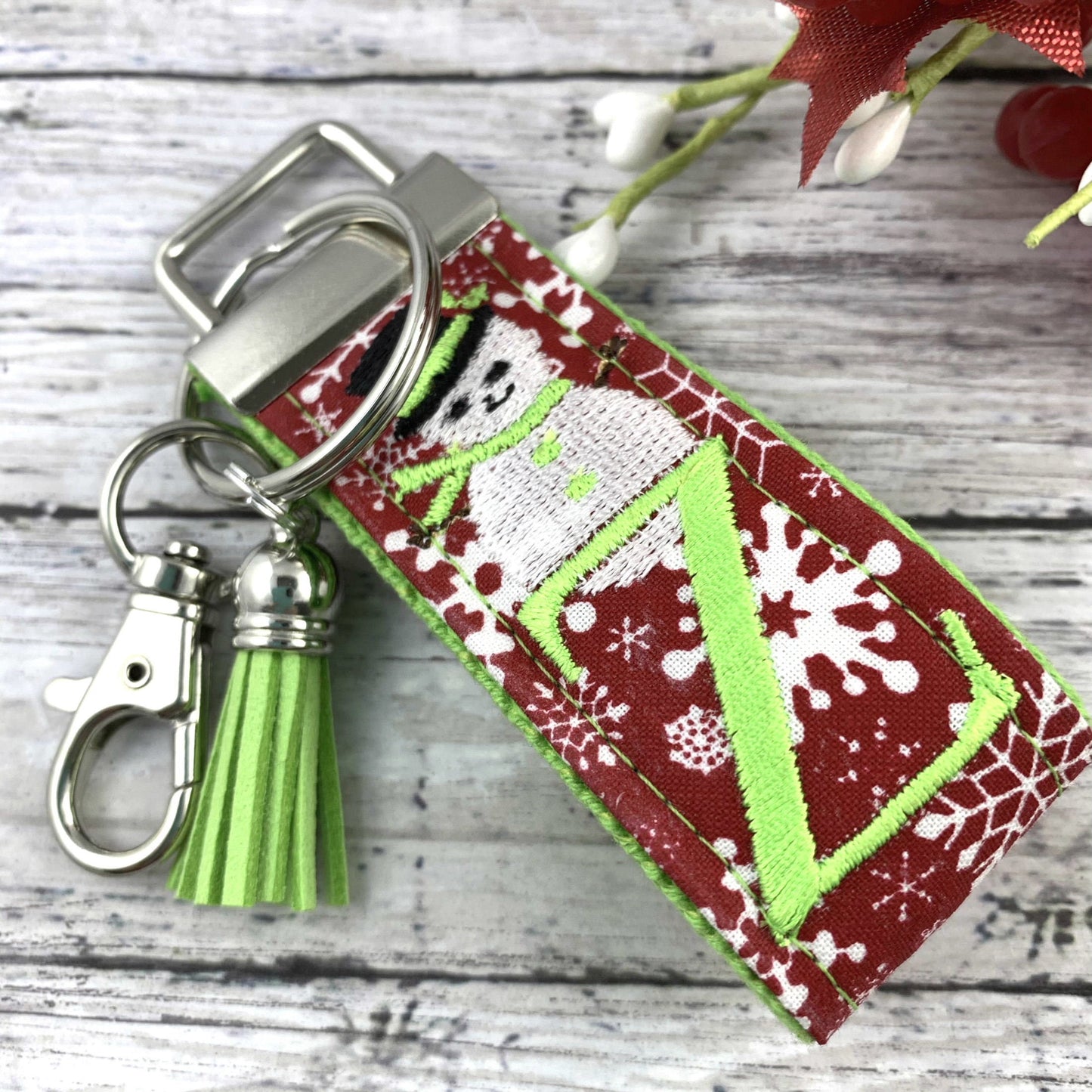 Snowman Monogram Keychain, Secret Santa Gift For Women, Initial Keychain, Snowflake, Popular Right Now, Cute Keychain