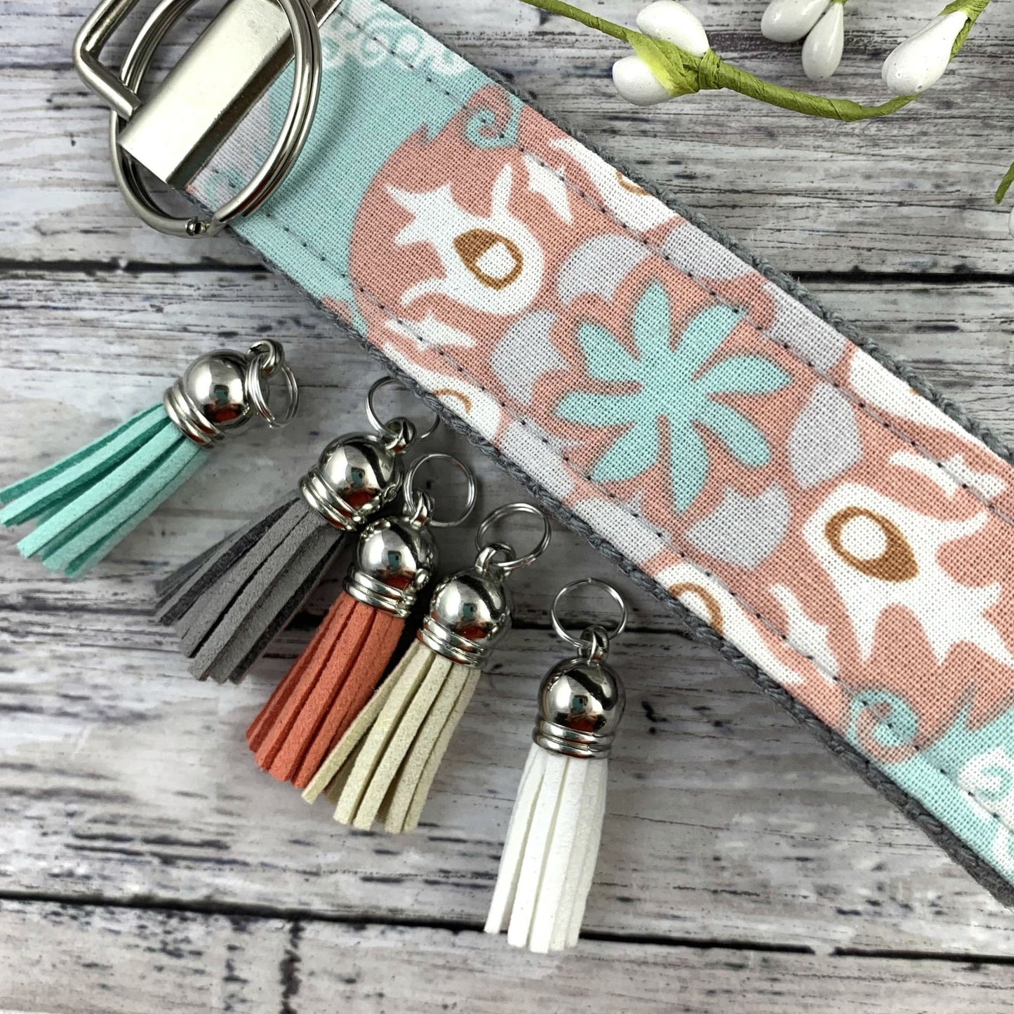 Handmade Floral Fabric Keychain Wristlet, College Graduation Gift for her, Popular Right Now, Expecting Mom Gift