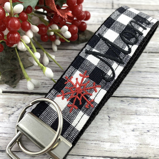 Handmade Snowflake Keychain Wristlet | Mom Gift | Mom Birthday Gift | Expecting Mom Gift | Popular Right Now | New Mom Gift | Snowflakes