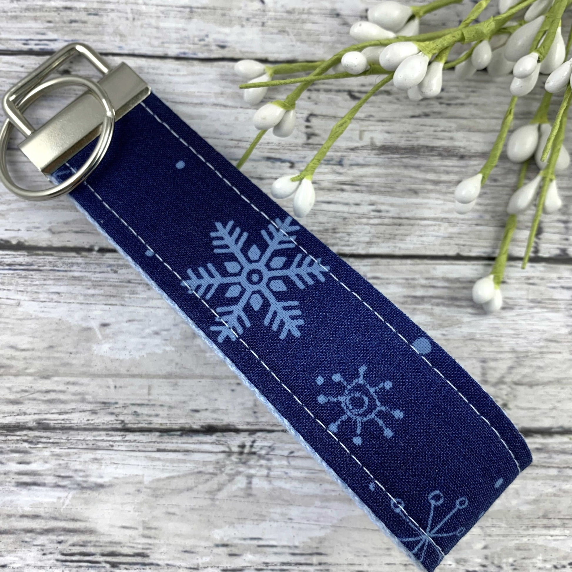 Handmade Snowflake Keychain Wristlet, Popular Right Now, Secret Santa Gift for Women, Moving Away Gift, College Student Gift