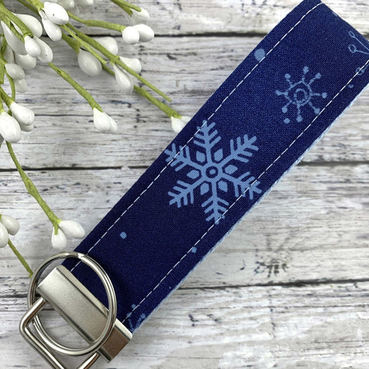 Handmade Snowflake Keychain Wristlet, Popular Right Now, Secret Santa Gift for Women, Moving Away Gift, College Student Gift